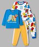 Babyhug Cotton Knit Full Sleeves  Animals Printed Co-Ords T-Shirt & Pyjama Night Suit Pack of 2 -Multicolour