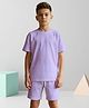 NUSYL Cotton Blend Knit Half Sleeves Solid Tee & Shorts Set -  Lilac
