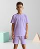 NUSYL Cotton Blend Knit Half Sleeves Solid Tee & Shorts Set -  Lilac