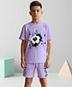 NUSYL Cotton Blend Knit Half Sleeves Football Printed Tee & Shorts Set - Lilac