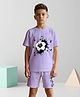 NUSYL Cotton Blend Knit Half Sleeves Football Printed Tee & Shorts Set - Lilac