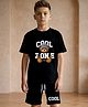 NUSYL Cotton Blend Knit Half Sleeves Cool Zone Text Printed Tee & Shorts Set - Black