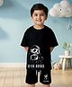 NUSYL Cotton Blend Knit Half Sleeves Panda Kicking Rocks Printed Tee & Shorts Set - Black