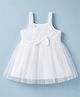 Babyhug Mesh Woven Sleeveless Solid Colour Frock with Bow Applique - White