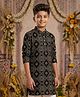 Kiddopanti Cotton Woven Full Sleeves Bandhani Printed Kurta - Black & Beige