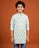 Kiddopanti Cotton Woven Full Sleeves Floral Printed Kurta - Green