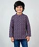 Kiddopanti Rayon Woven Full Sleeves Ikat Printed Kurta - Navy Blue & Mustard