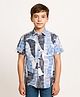 Charchit Cotton Woven Half Sleeves Abstract Printed Shirt - Sky Blue