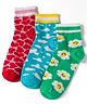 Pine Kids Knit Ankle Length Floral & Heart  Designed Socks Pack of 3- Multicolour