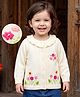 Babyhug Knit Full Sleeves Front Open Floral Embroidered Sweater - White