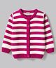 Babyhug Knit Full Sleeves Front Open Striped Sweater - Wine