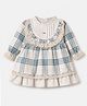 ToffyHouse Cotton Woven Dress with Full Sleeves and Checked Print in Beige for 3-4 Years