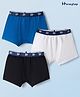Honeyhap Premium Cotton Knit Solid Trunks With Bio Finish Pack of 3 - Black Beauty Blue Aster & Bright White