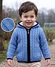 Babyhug Knit Full Sleeves Cable Knit Hooded Sweater - Blue