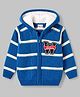 Babyhug Knit Full Sleeves Striped Hooded Sweater with Patch Deatailing - Royal Blue