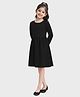 Charm n Cherish Cotton Knit Full Sleeves Solid Dress - Black