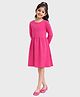 Charm n Cherish Cotton Knit Full Sleeves Solid Dress - Dark Pink