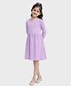 Charm n Cherish Cotton Knit Full Sleeves Solid Dress - Lavender