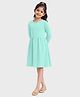 Charm n Cherish Cotton Knit Full Sleeves Solid Dress - Aqua Blue