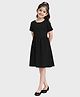 Charm n Cherish Cotton Knit Half Sleeves Solid Dress - Black