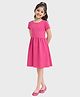 Charm n Cherish Cotton Knit Half Sleeves Solid Dress - Pink