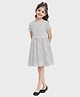 Charm n Cherish Cotton Knit Half Sleeves Striped Dress - White