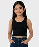 Charm n Cherish Cotton Knit Sleeveless Solid Tank Crop Top - Black