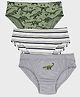 Charm n Cherish Cotton Knit Pack Of 3 Dinosaur Printed & Striped Briefs - Multi Colour