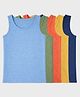 Charm n Cherish Cotton Knit Pack Of 5 Sleeveless Solid Vests - Blue Green Orange & Yellow
