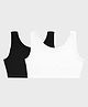 Charm n Cherish Cotton Knit Pack Of 2 Sleeveless Solid Bras - Black & White