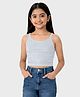 Charm n Cherish Cotton Knit Sleeveless Solid Crop Camisole - Grey