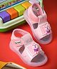 KATS Bear Applique Detailed Velcro Closure LED Sandals - Pink