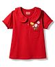 Babyhug 100% Cotton Knit Half Sleeves Floral Printed Polo T-Shirt - Red