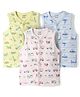 CUCUMBER Sinker Knit Sleeveless Nautical Theme & Vehicles Printed Jhablas Pack Of 3 - Pink Light Blue & Light Green