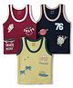 CUCUMBER Sleeveless Beach Theme Printed Vests Pack Of 3 - Navy Blue Wine & Light Green