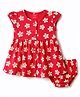 CUCUMBER Cotton Knit Frocks with Bloomer/Short Half Sleeves Round Neck All Over Prints Red 3-6 Months