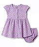 CUCUMBER Cotton Knit Frocks with Bloomer/Short Half Sleeves Bow Print Violet 3-6 Months