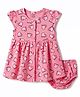 CUCUMBER Cotton Knit Half Sleeves Hearts Printed Frock With Bloomer - Pink