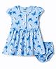 CUCUMBER Interlock Knit Half Sleeves Butterfly Printed Frock With Bloomer - Light Blue