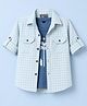 Dapper Dudes Cotton Woven Shirt with Half Sleeves and Checks Blue 9-10 Years