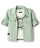 Dapper Dudes Cotton Woven Shirt with Printed Tee Roll Up Sleeves Light Green 4-5 Years