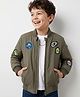 Pine Kids Woven Full Sleeves Padded Jacket with Underground Vibe Patch - Olive Green