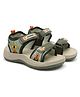 TOMSY CHOICE Colour Blocked Abstract Designed Velcro Closure Sandals - Green