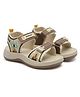 TOMSY CHOICE Colour Blocked Abstract Designed Velcro Closure Sandals - Brown