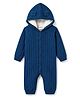 Babyhug Knitted Raglan Sleeves Hooded Winter Wear Romper - Navy Blue