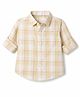 Dapper Dudes Cotton Woven Checked Shirt Full Sleeves Yellow 6-9 Months