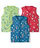 CUCUMBER Sinker Knit Sleeveless Printed Jhablas Pack of 3 - Green Navy Blue & Red