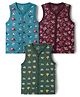 CUCUMBER Sinker Knit Sleeveless Printed Jhablas Pack of 3 - Dark Green Blue & Maroon