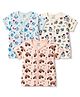CUCUMBER Sinker Knit Half Sleeves Printed Jhablas Pack of 3 - Blue Peach & Cream
