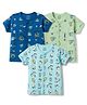 CUCUMBER Sinker Knit Half Sleeves Construction Vehicles & Nautical Theme Printed Vests Pack Of 3 - Blue & Light Green